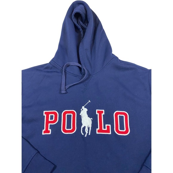 Polo Ralph Lauren Navy Blue Hoodie Sweatshirt Embroidered Big Pony Logo XXL TTG